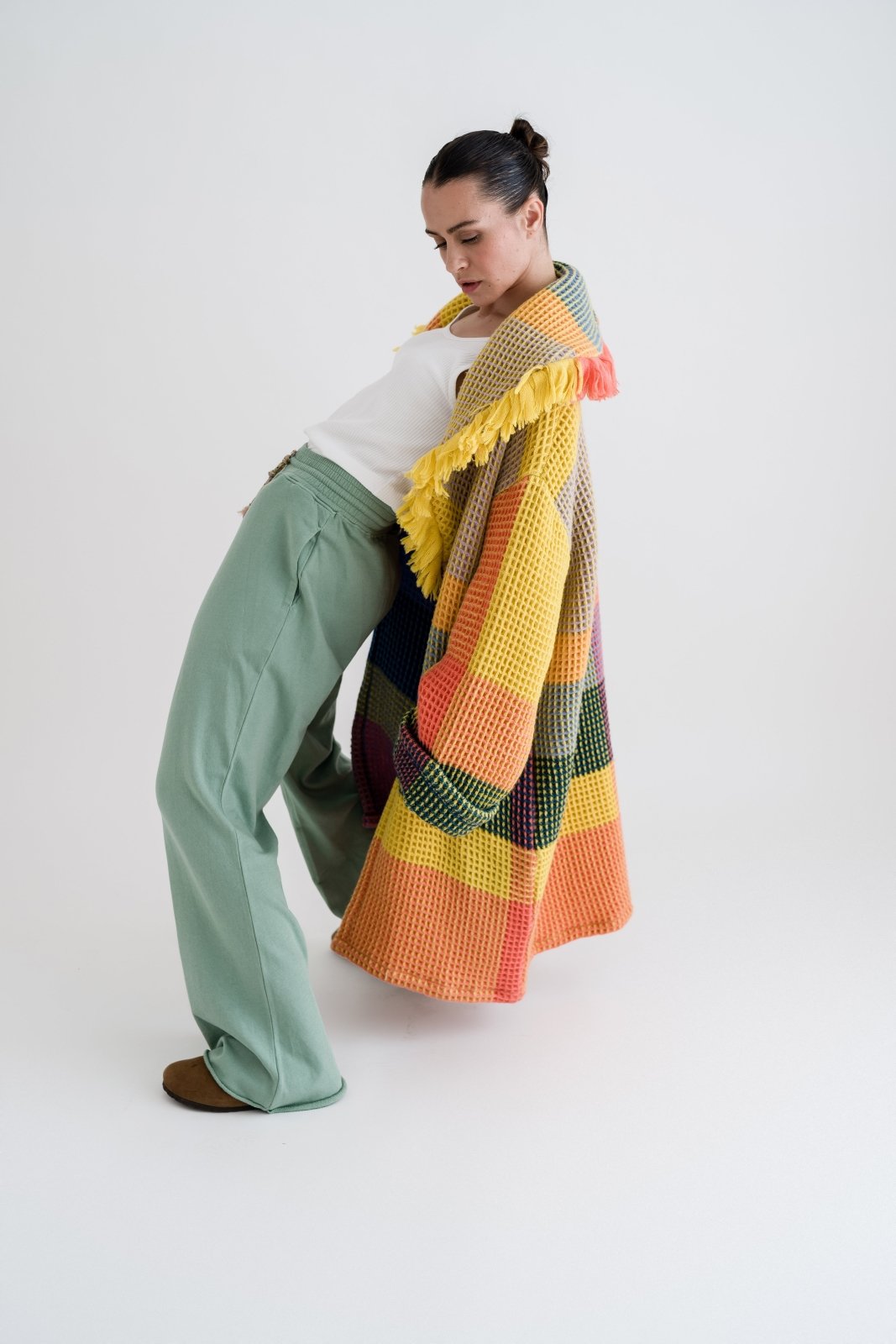 Bunter Wollstrickmantel - Love Joy Victory