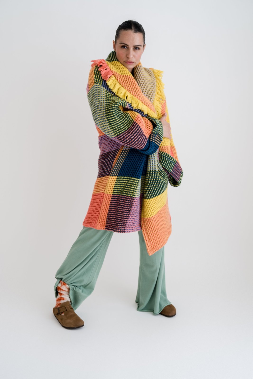 Bunter Wollstrickmantel - Love Joy Victory