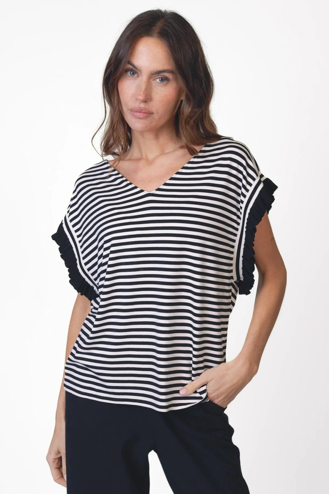 Gestreiftes T-Shirt mit Raffungen - Kadrina - Love Joy Victory