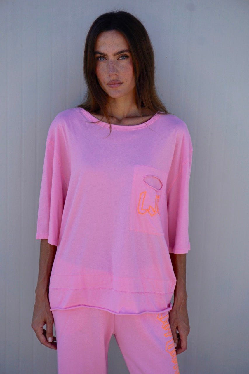 Oversize T-Shirt mit Logo-Print Klette - Love Joy Victory