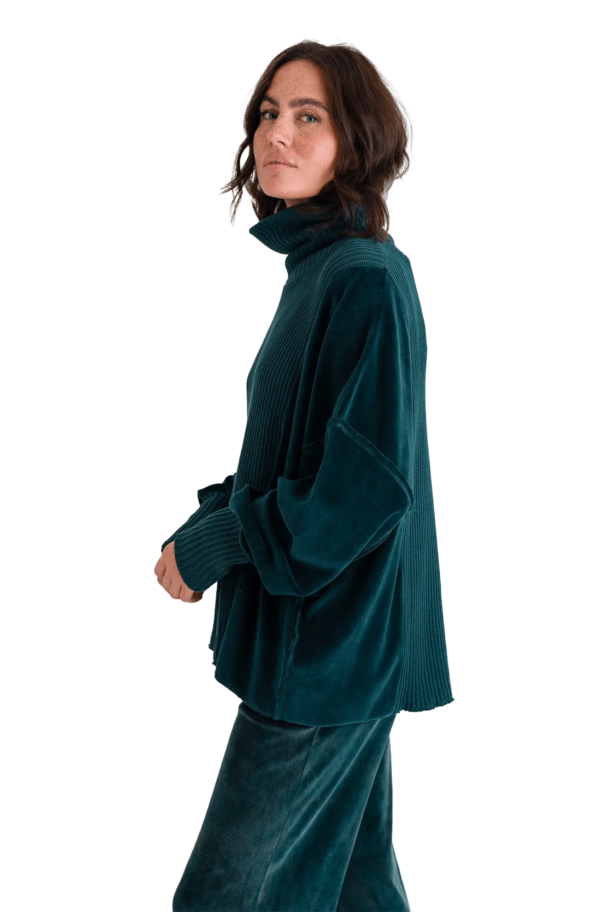 Rollkragenpullover mit Velvet und Strick Vega - Love Joy Victory