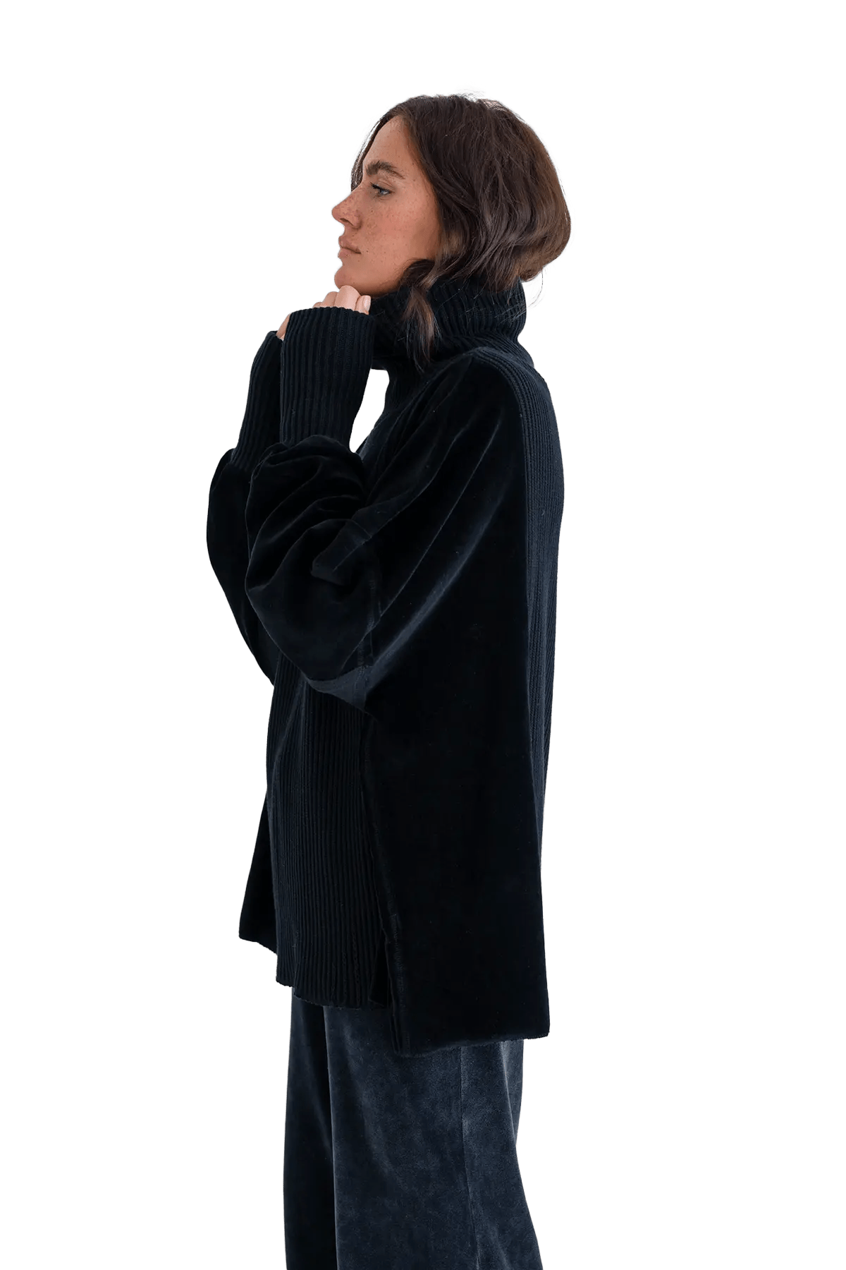 Rollkragenpullover mit Velvet und Strick Vega - Love Joy Victory