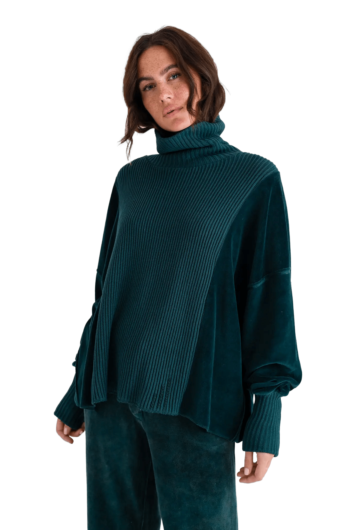 Rollkragenpullover mit Velvet und Strick Vega - Love Joy Victory