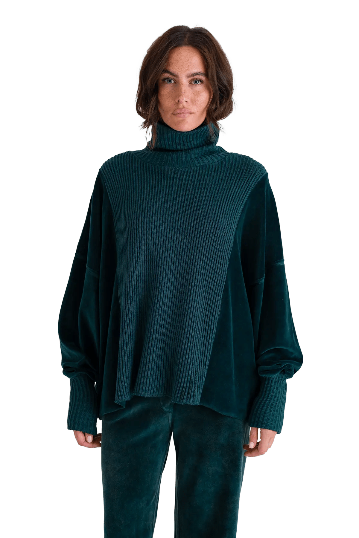 Rollkragenpullover mit Velvet und Strick Vega - Love Joy Victory