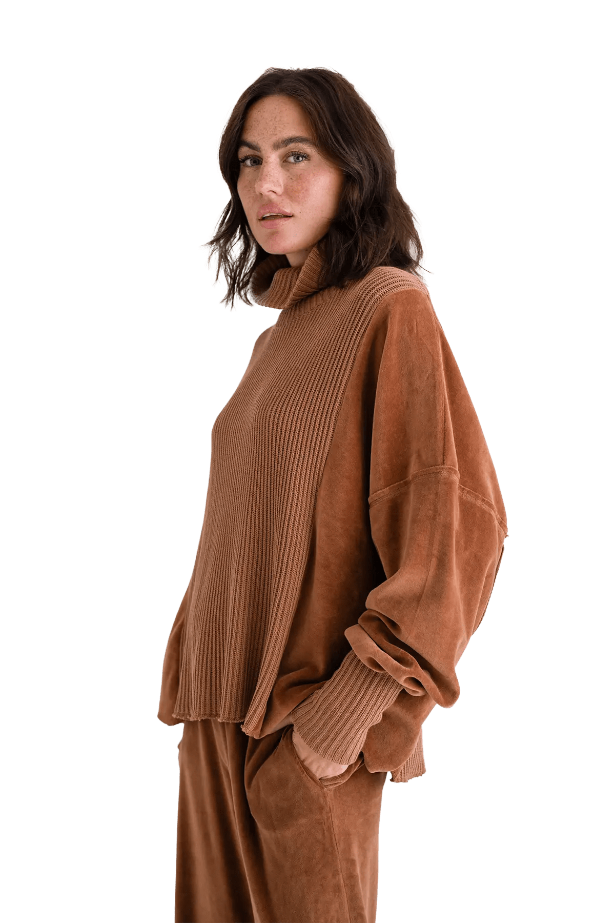 Rollkragenpullover mit Velvet und Strick Vega - Love Joy Victory
