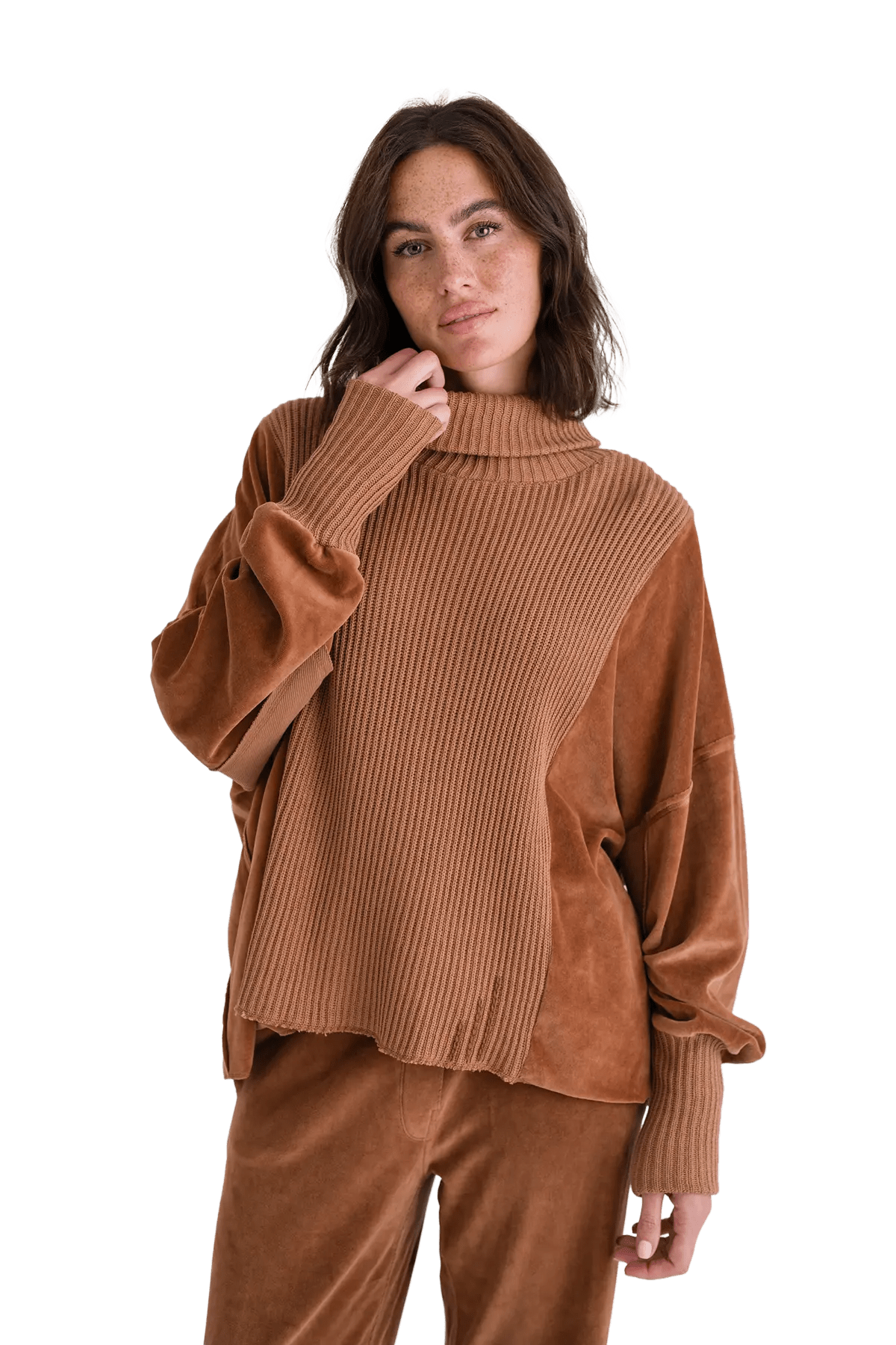 Rollkragenpullover mit Velvet und Strick Vega - Love Joy Victory