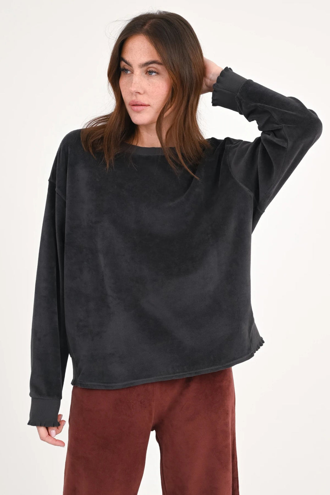 Velvet Sweatshirt Rose - Love Joy Victory