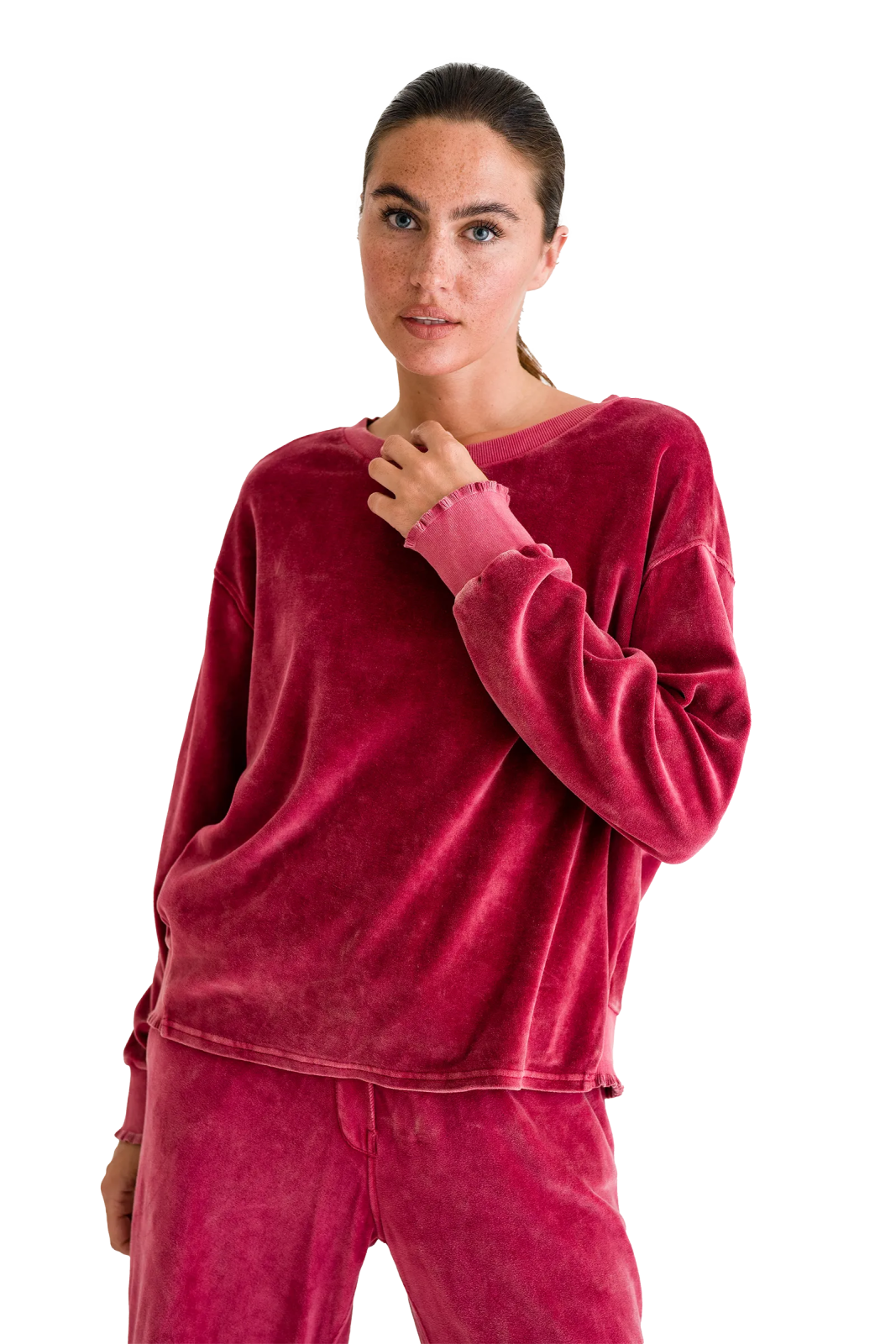 Velvet Sweatshirt Rose - Love Joy Victory