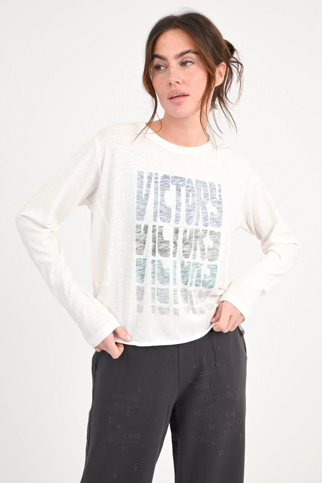 Langarmshirt mit Statment - Druck Lovo - Love Joy Victory