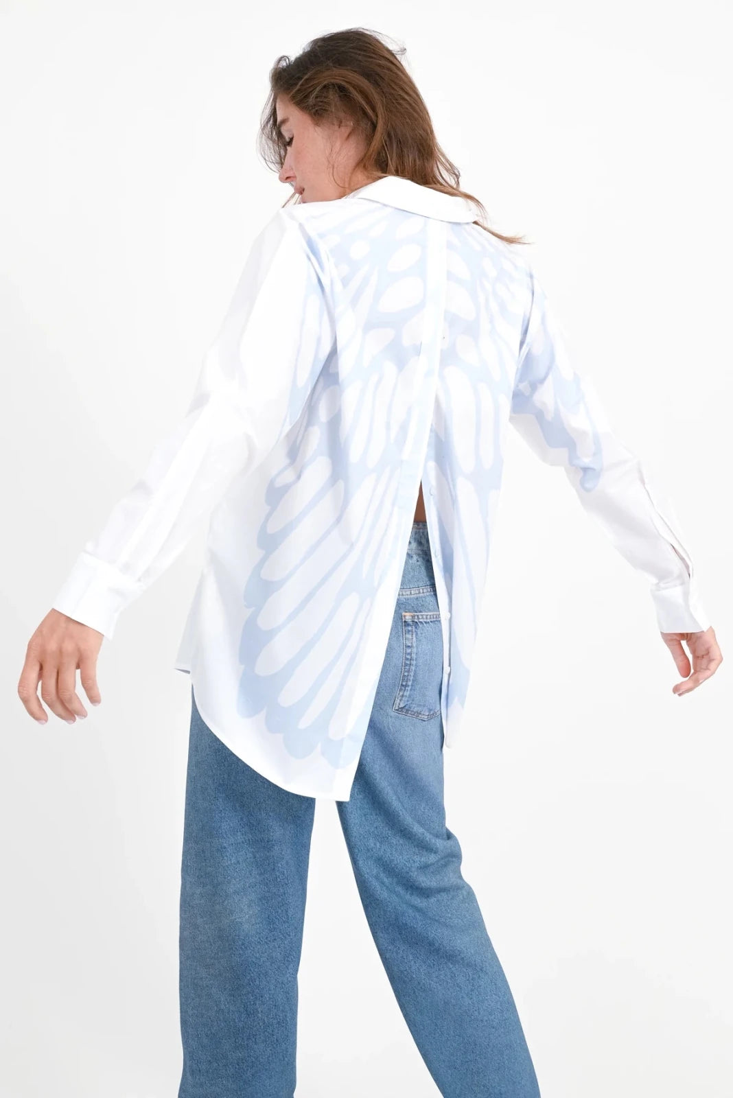 Oversize Bluse mit Rückenprint Marbel - Love Joy Victory