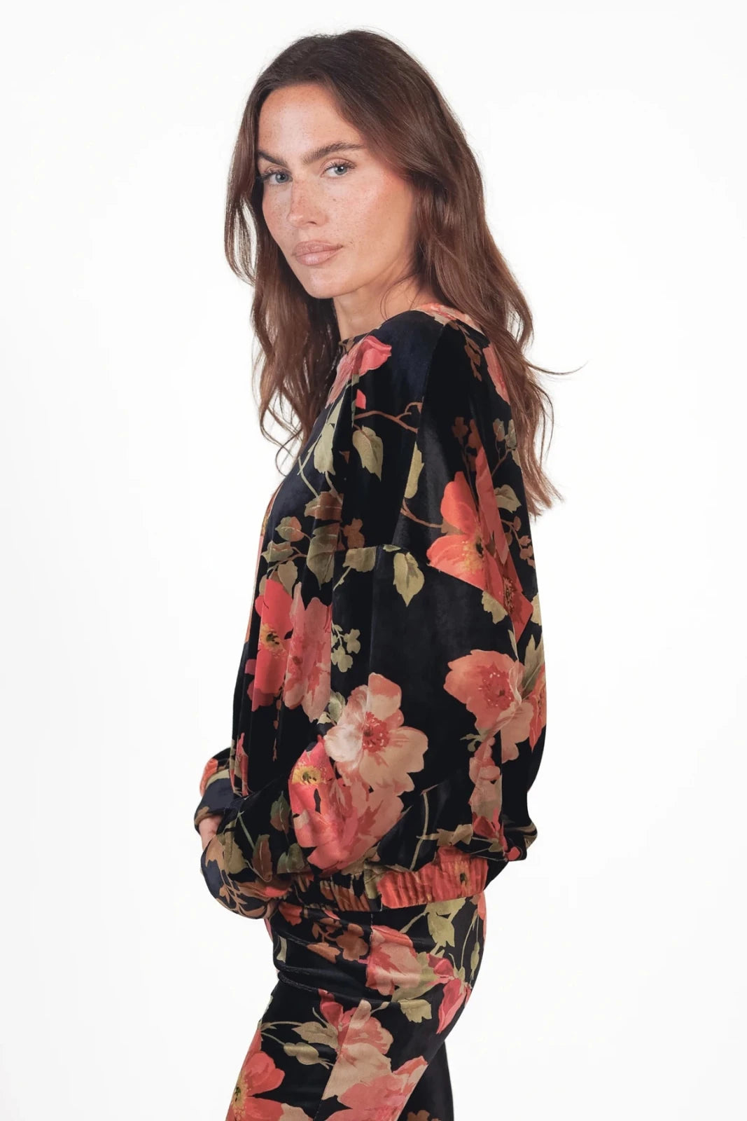 Velvet Sweatshirt floraler Print Maryland - Love Joy Victory