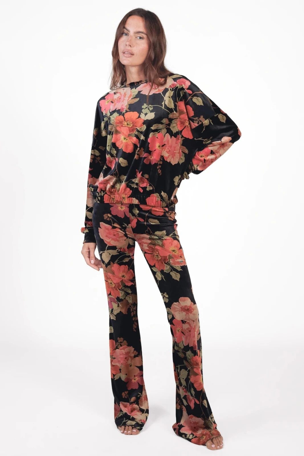 Velvet Sweatshirt floraler Print Maryland - Love Joy Victory