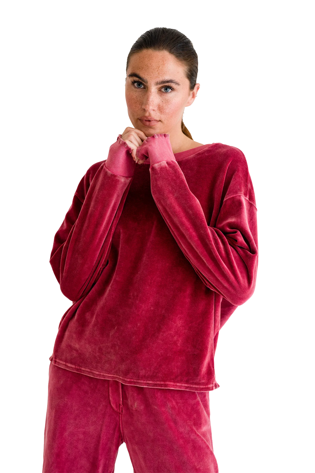 Velvet Sweatshirt Rose - Love Joy Victory