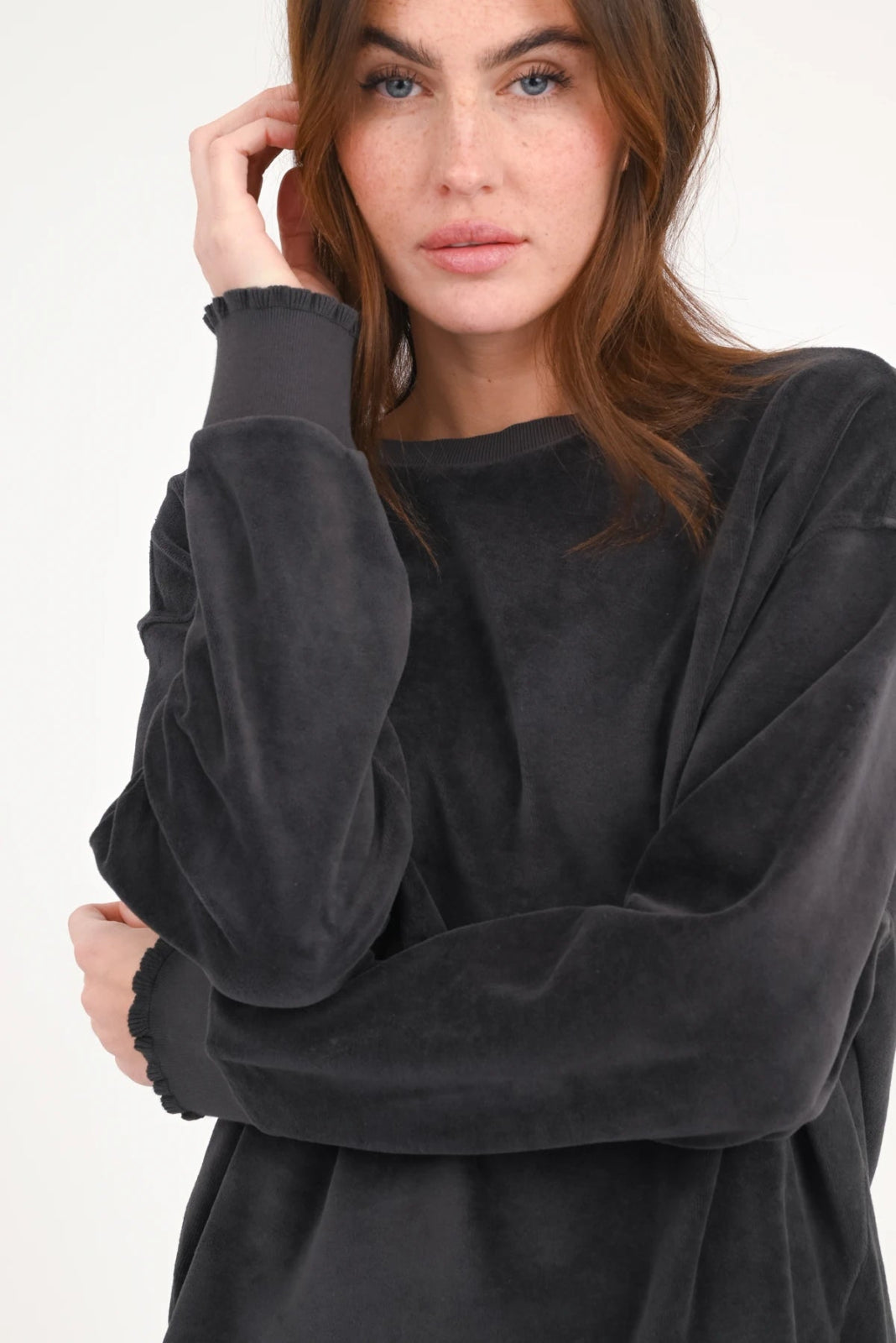 Velvet Sweatshirt Rose - Love Joy Victory